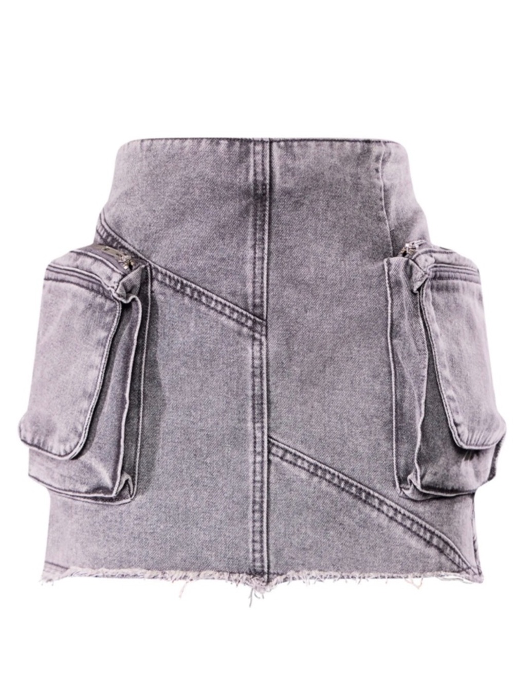 NWT PrettyLittleThing Petite Cargo Pocket Detail Denim Mini Skirt Size US 2 - Picture 8 of 10